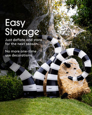 Halloween lawn snakes
Inflatable Halloween decor
Inflatable lawn snakes
Inflatable black and white worms
Easy Storage
Just deflate and store for next season
No more one-time use decorations